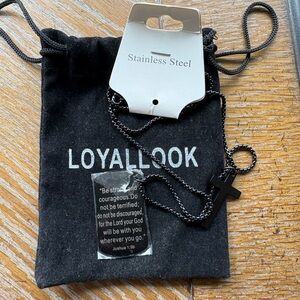 Stainless Steel Cross Pendant chain with Bible Scripture Joshua 1;9b